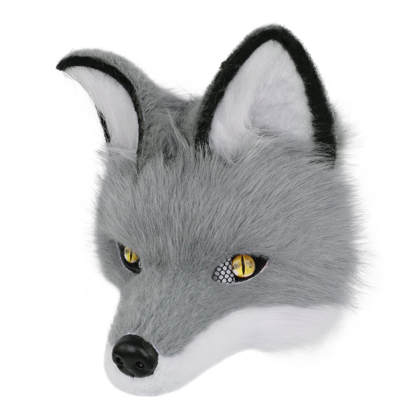 Grey & White Wolf Therian Mask