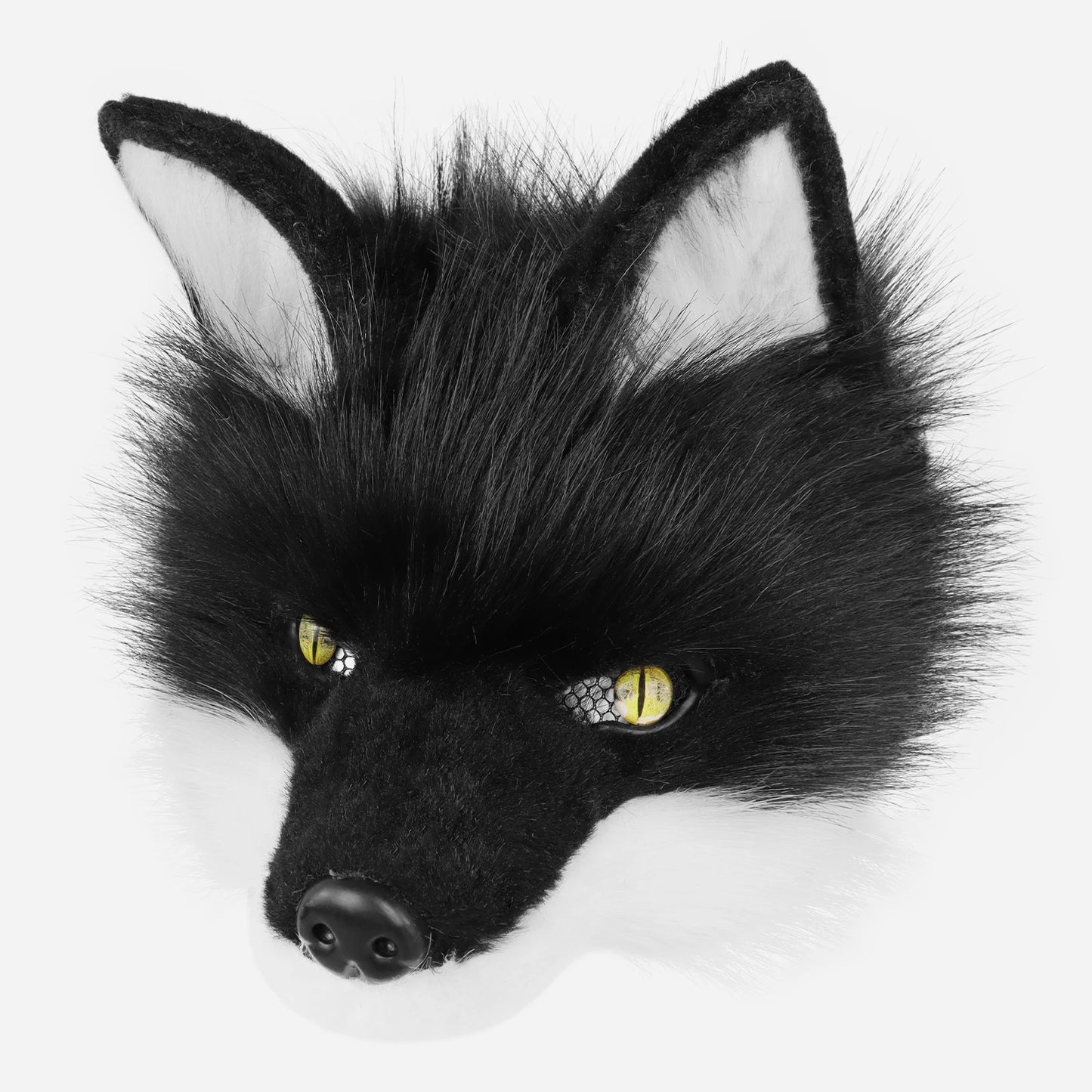 Black & White Wolf Therian Mask