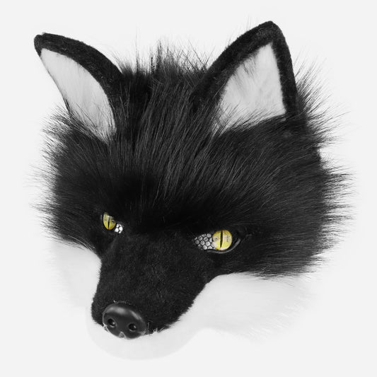 Black & White Wolf Therian Mask