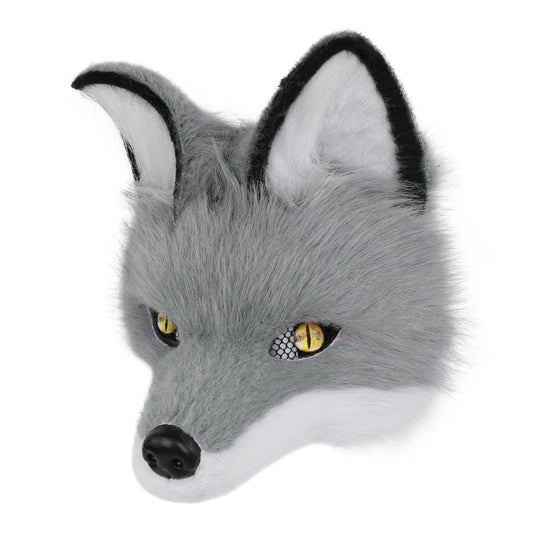 Grey & White Wolf Therian Mask